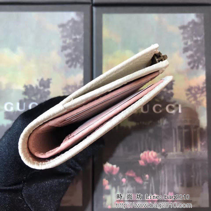 GUCCI古馳 頂級原單 早秋新品 雙色牛皮 女士拉鏈皮夾 524300 白配粉 WTG2062